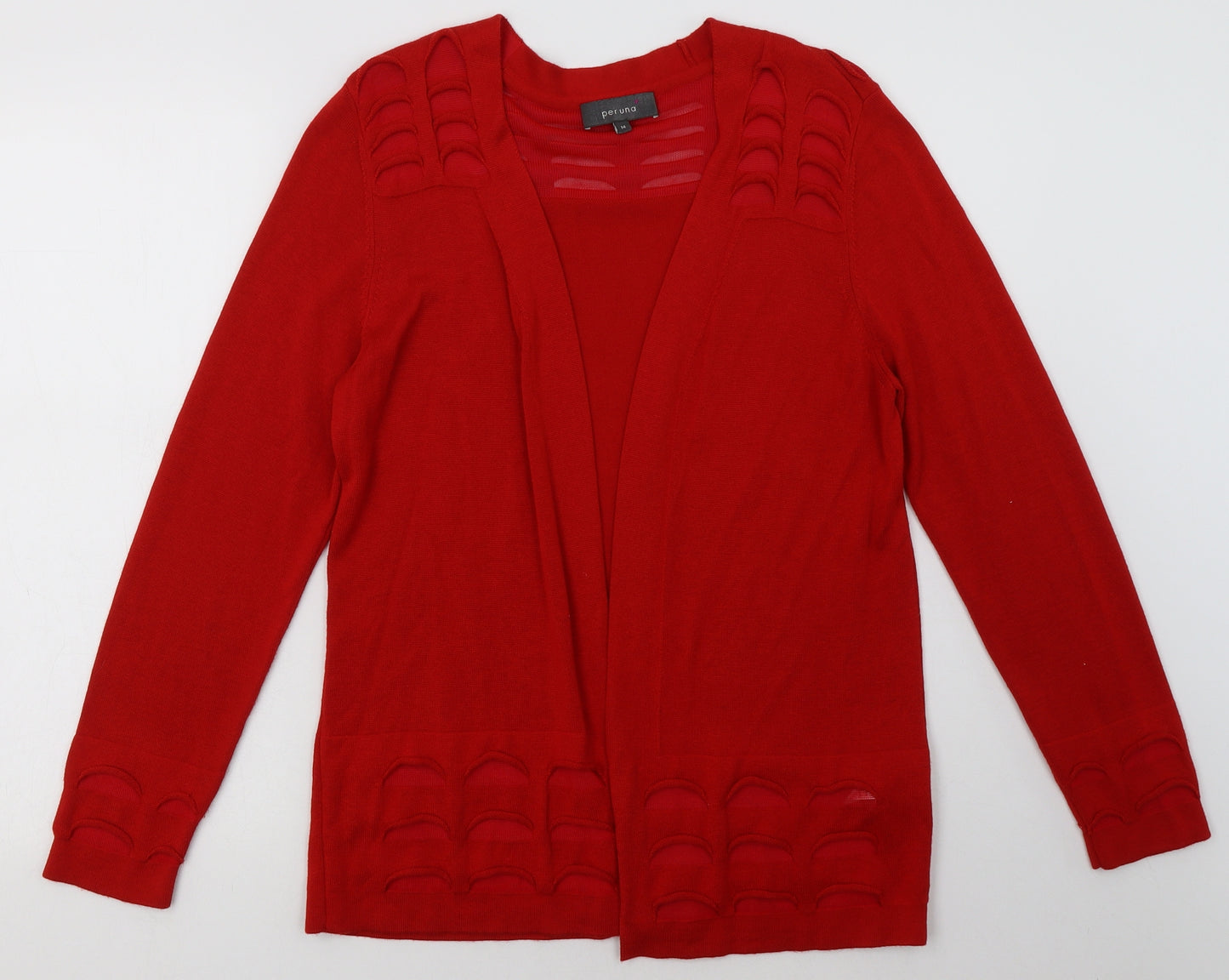 Marks and Spencer Womens Red V-Neck  Viscose Cardigan Jumper Size 14