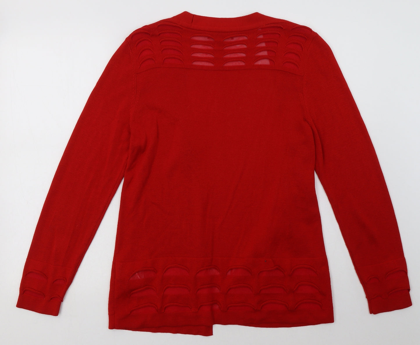 Marks and Spencer Womens Red V-Neck  Viscose Cardigan Jumper Size 14