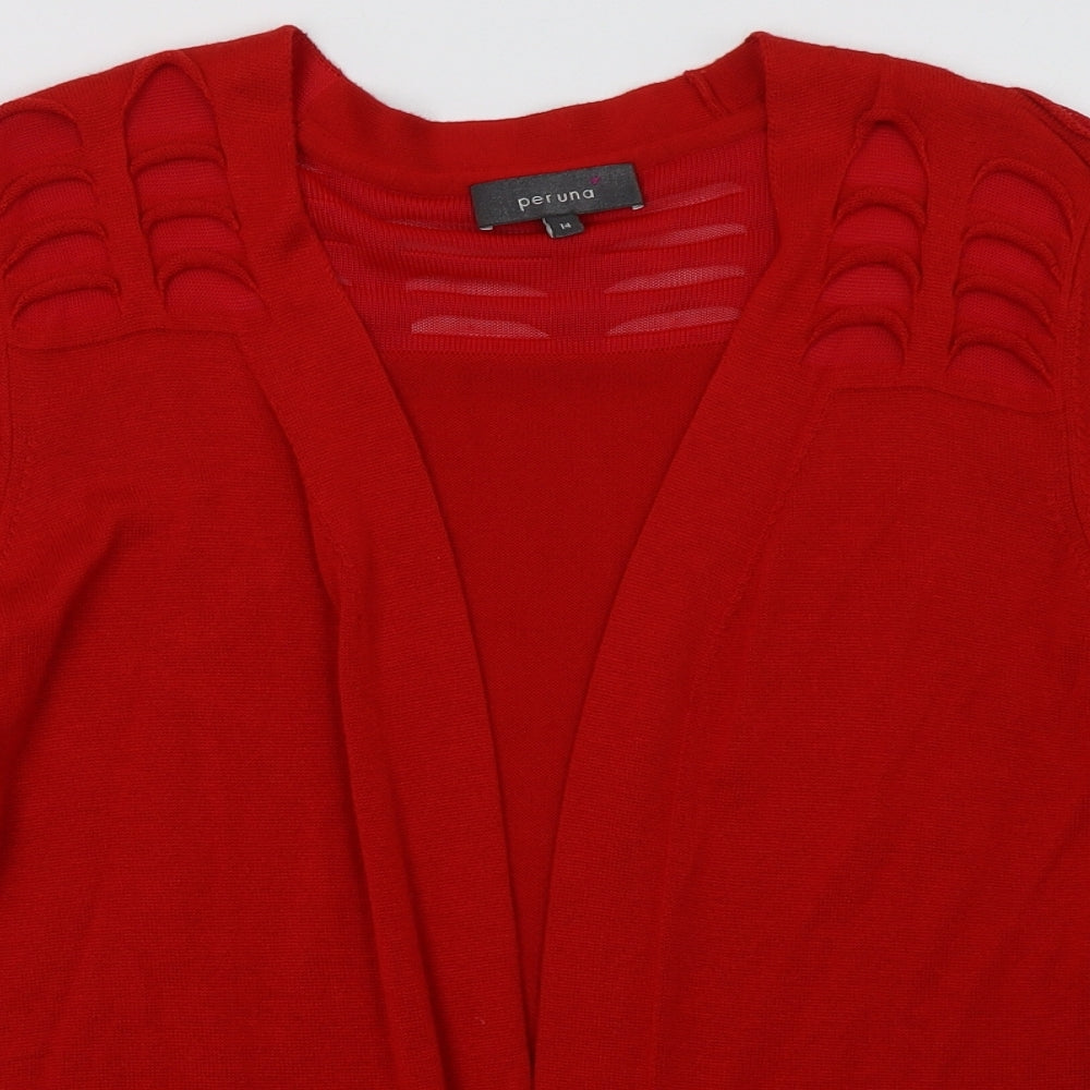 Marks and Spencer Womens Red V-Neck  Viscose Cardigan Jumper Size 14