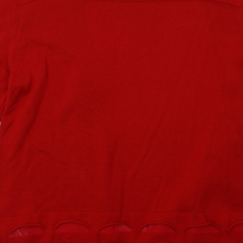 Marks and Spencer Womens Red V-Neck  Viscose Cardigan Jumper Size 14