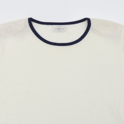 eastext Womens White Geometric Acrylic Pullover Sweatshirt Size 14  Pullover