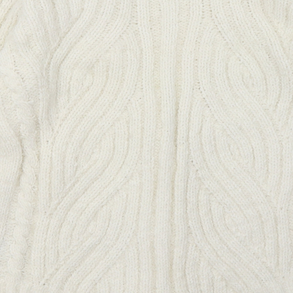 Marks and Spencer Womens White V-Neck  Polyester Cardigan Jumper Size M
