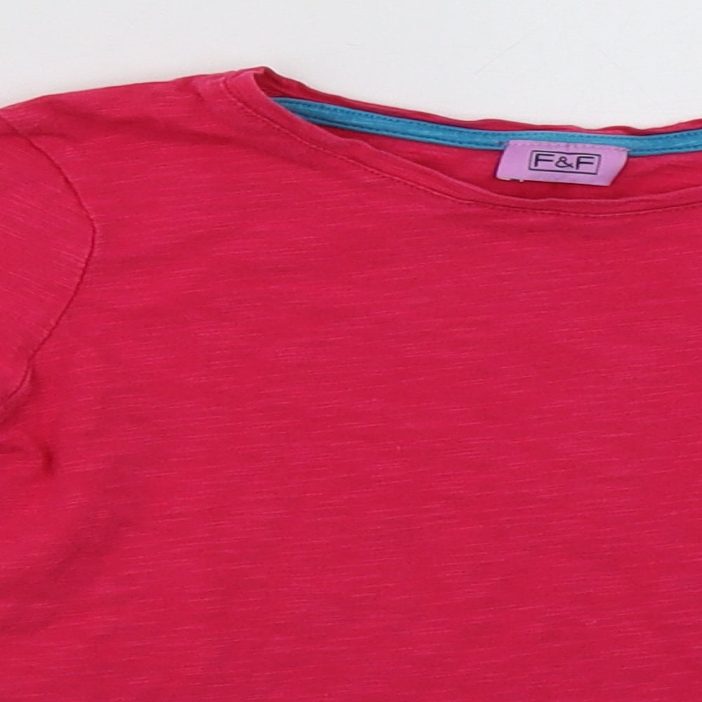 F&F Girls Pink  Cotton Basic Casual Size 6-7 Years Crew Neck Pullover
