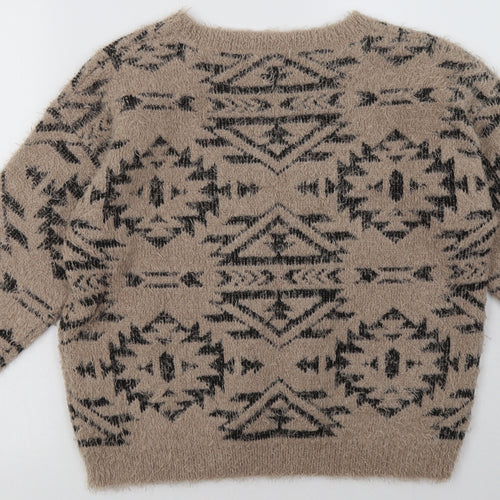 Marks and Spencer Womens Brown Geometric Acrylic Pullover Sweatshirt Size 12  Pullover