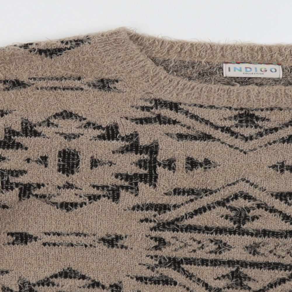 Marks and Spencer Womens Brown Geometric Acrylic Pullover Sweatshirt Size 12  Pullover