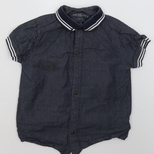 Peacocks Boys Blue  Cotton Basic Button-Up Size 7-8 Years Collared Button