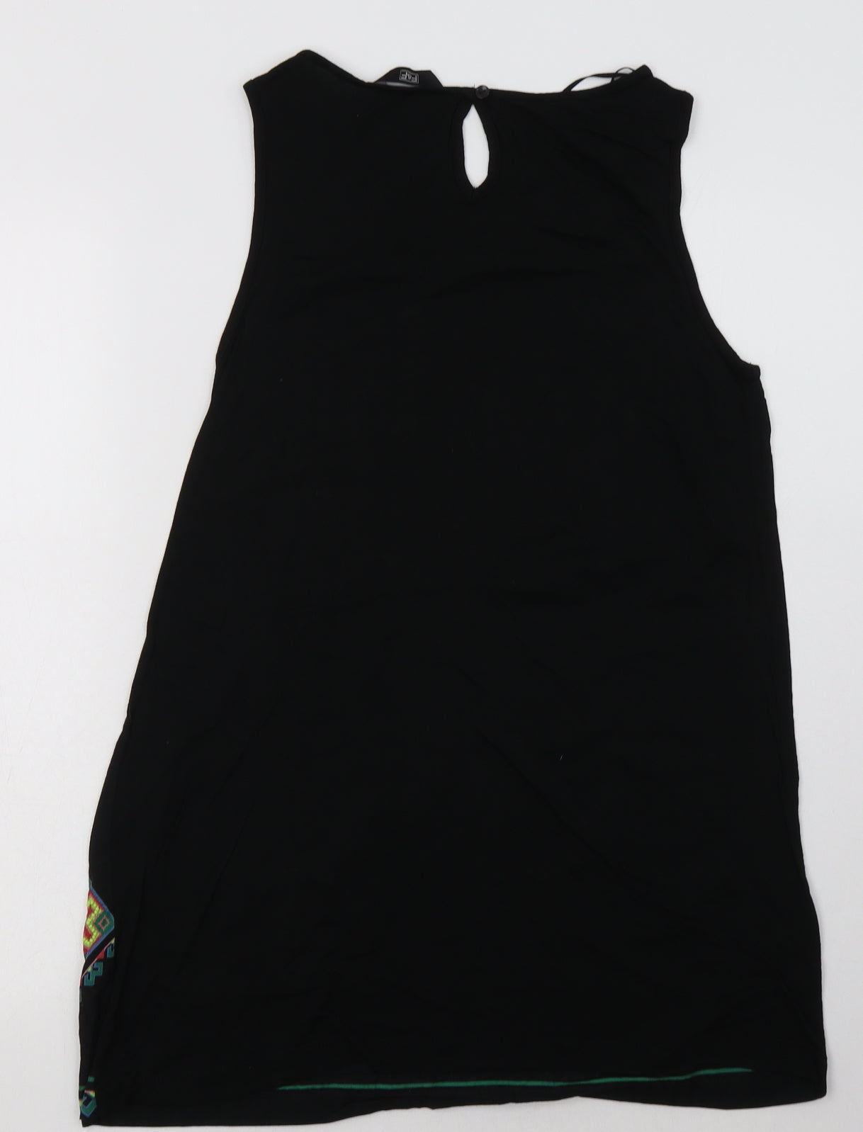 F&F Womens Black Geometric Cotton A-Line  Size 12  Crew Neck Button