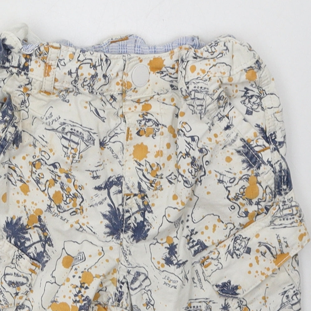 Nutmeg Boys Beige Geometric Cotton Bermuda Shorts Size 5-6 Years  Regular Buckle