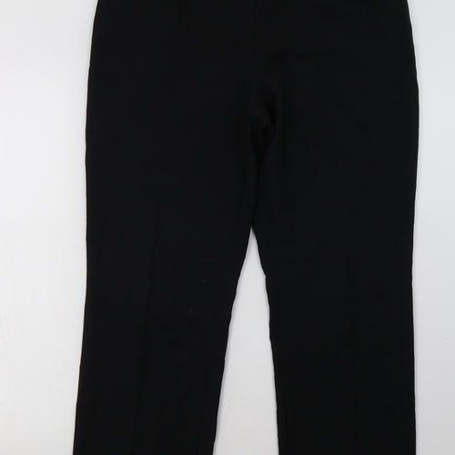 Marks and Spencer Mens Black  Polyester Trousers  Size 16 L32 in Regular Hook & Eye