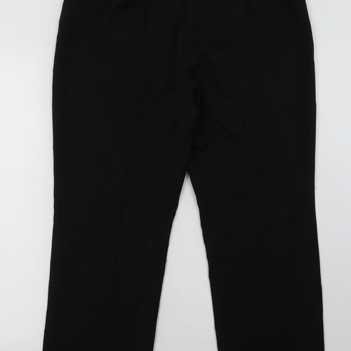 Marks and Spencer Mens Black  Polyester Trousers  Size 16 L32 in Regular Hook & Eye