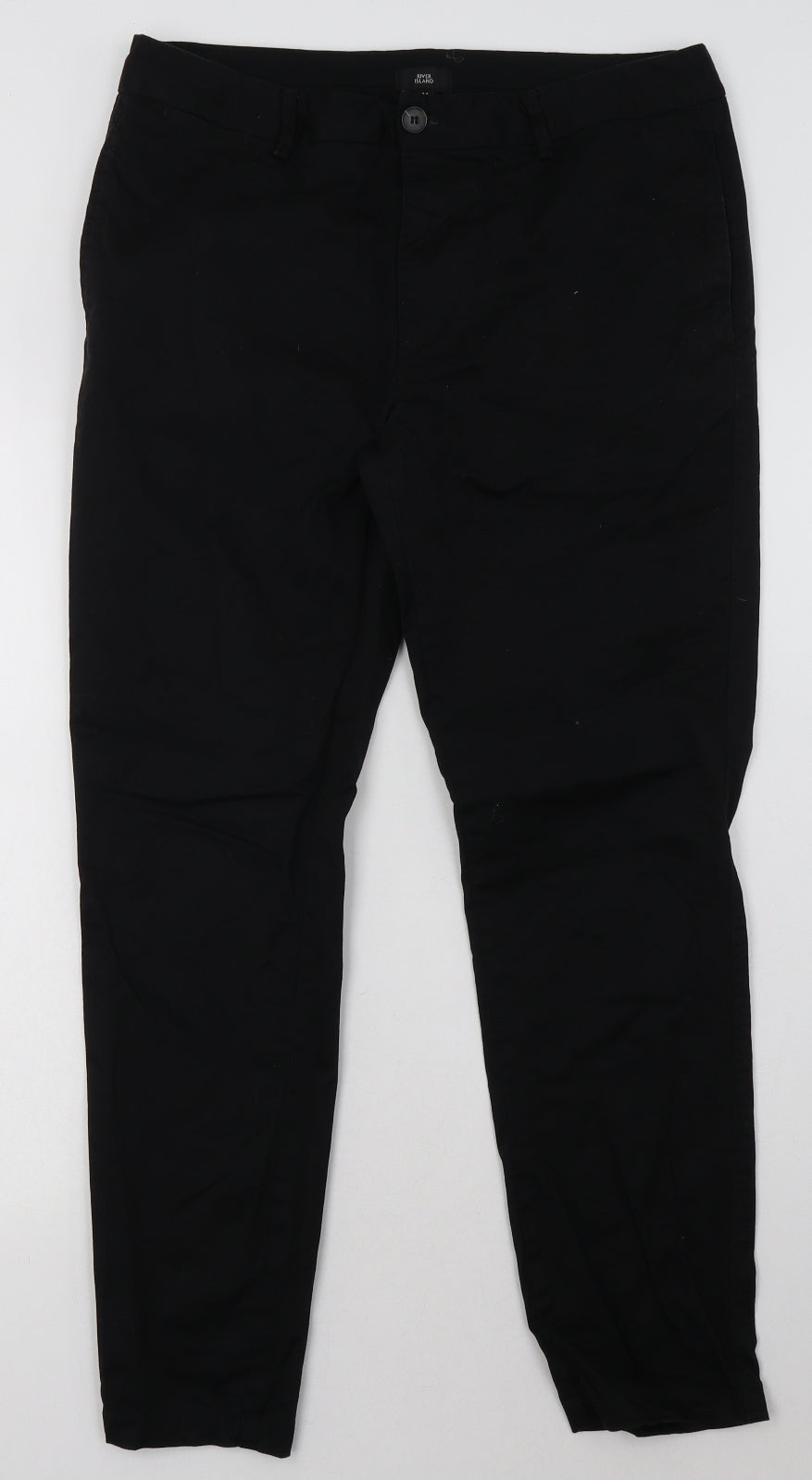 River Island Mens Black  Cotton Trousers  Size 34 L32 in Regular Button