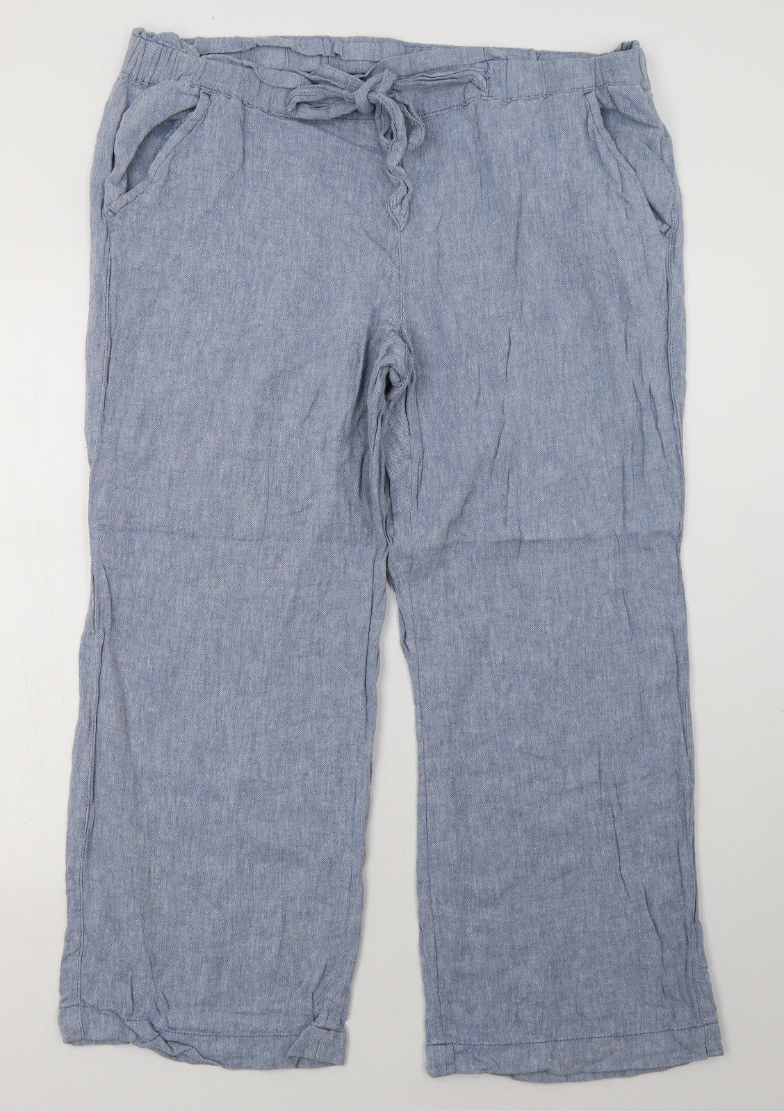 George Womens Blue  Linen Trousers  Size 20 L28 in Regular Tie