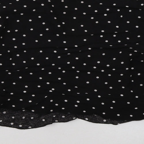 PRETTYLITTLETHING Womens Black Polka Dot Cotton Cropped Blouse Size 10 V-Neck