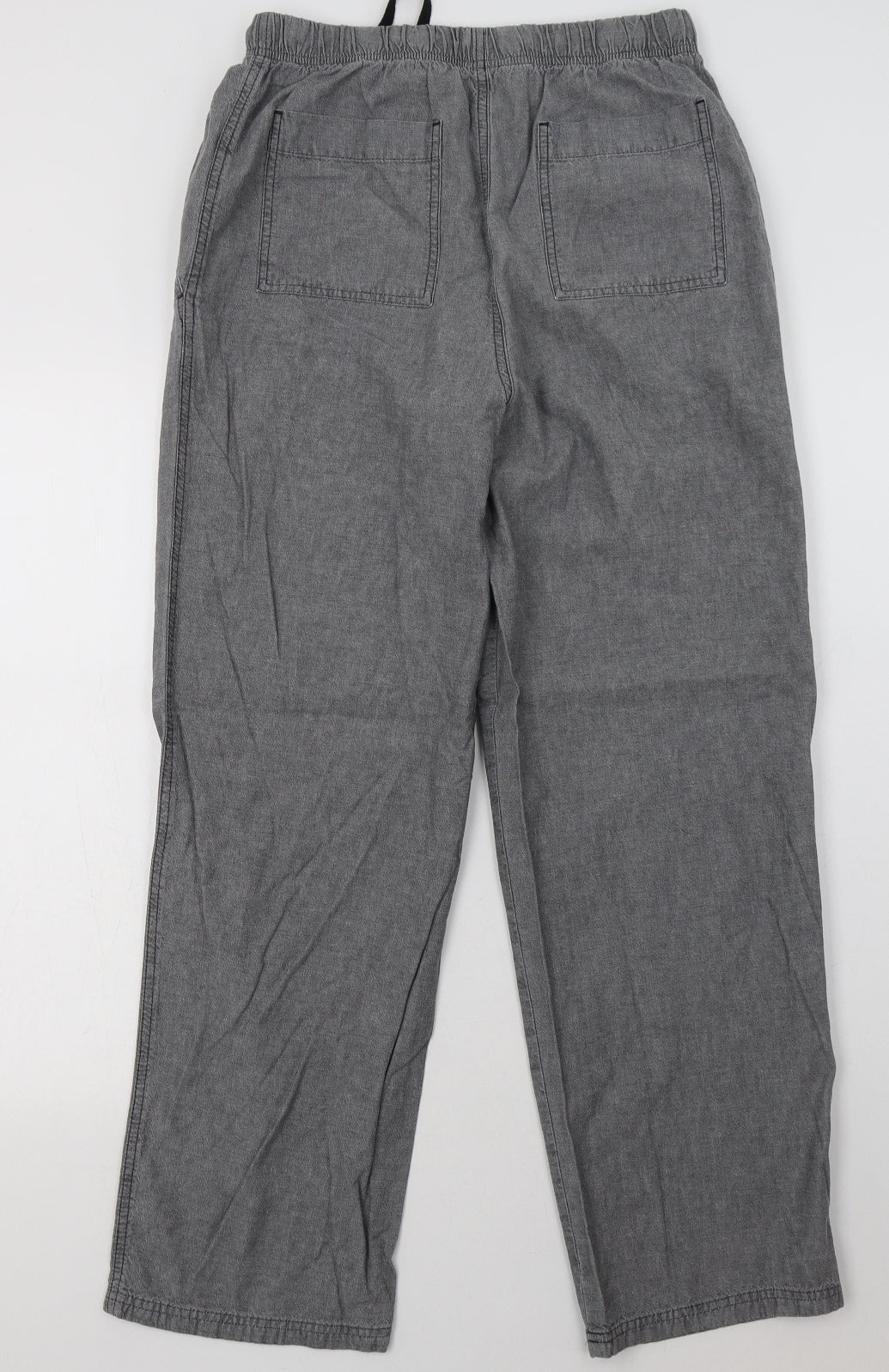 Marks and Spencer Womens Grey  Cotton Trousers  Size 12 L30 in Regular Button