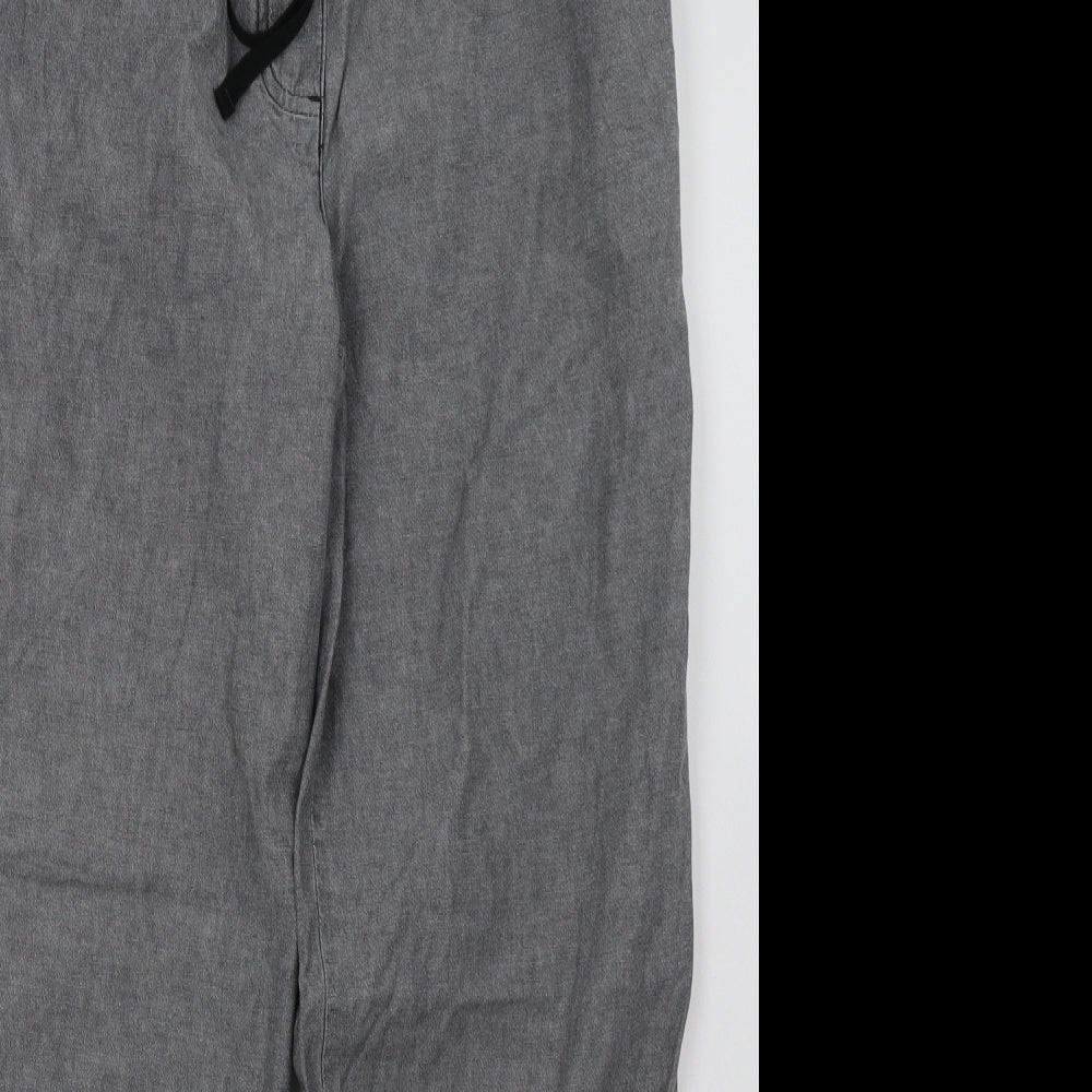 Marks and Spencer Womens Grey  Cotton Trousers  Size 12 L30 in Regular Button