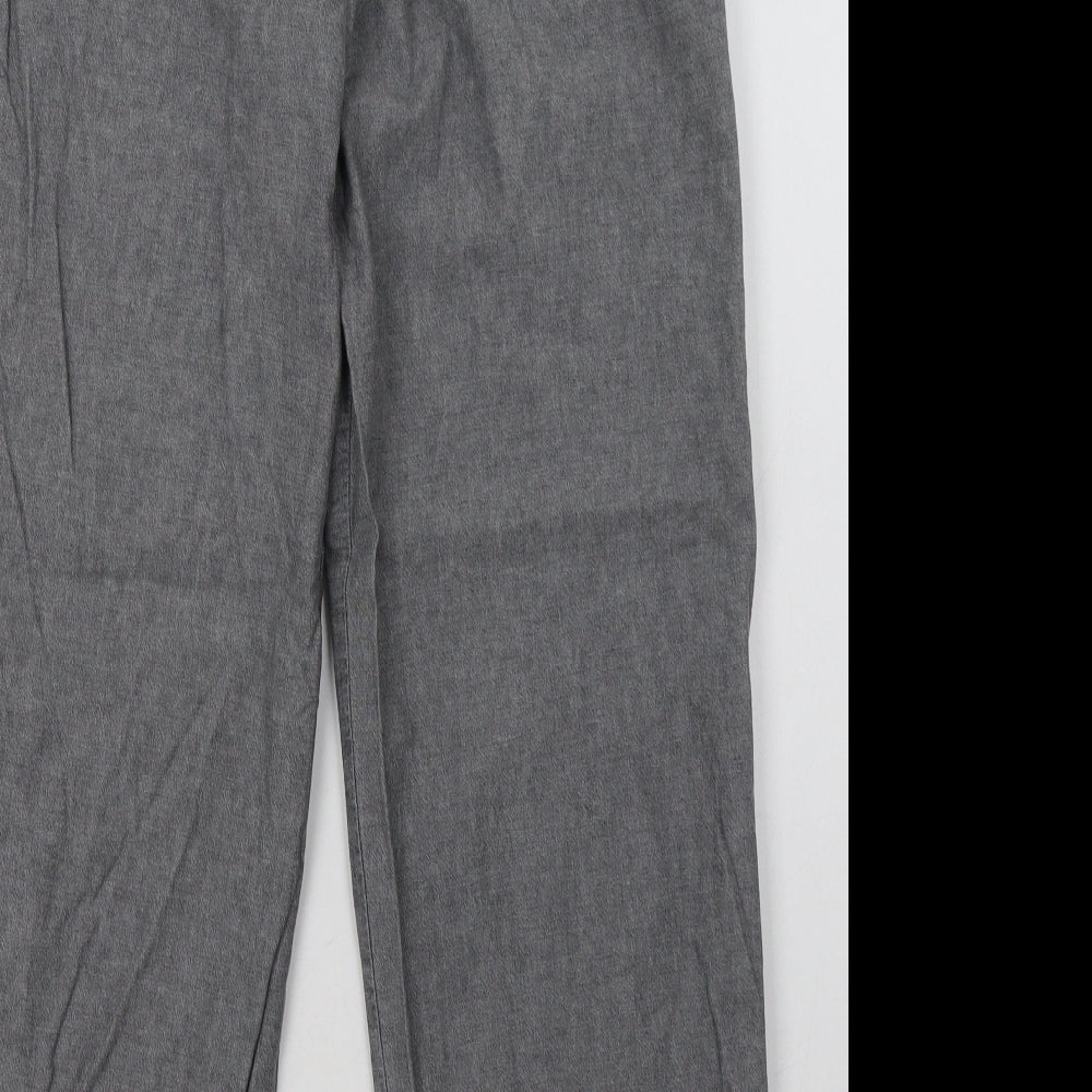 Marks and Spencer Womens Grey  Cotton Trousers  Size 12 L30 in Regular Button