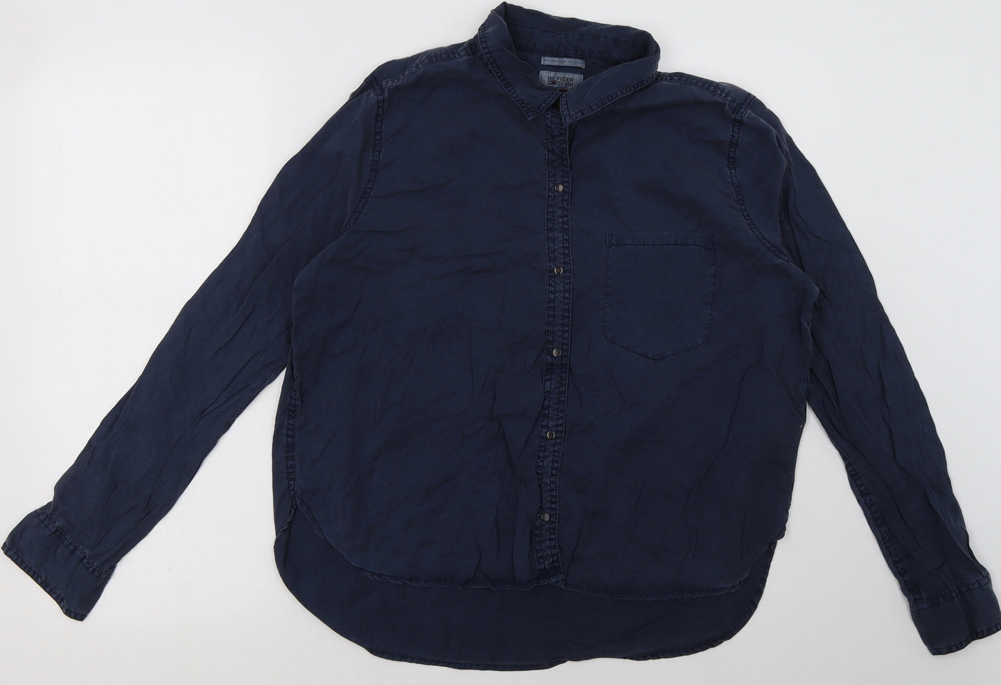 Tommy Hilfiger Mens Blue  Lyocell  Button-Up Size M Collared Button