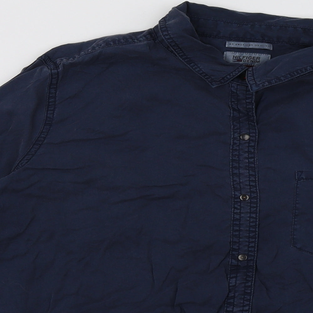 Tommy Hilfiger Mens Blue  Lyocell  Button-Up Size M Collared Button