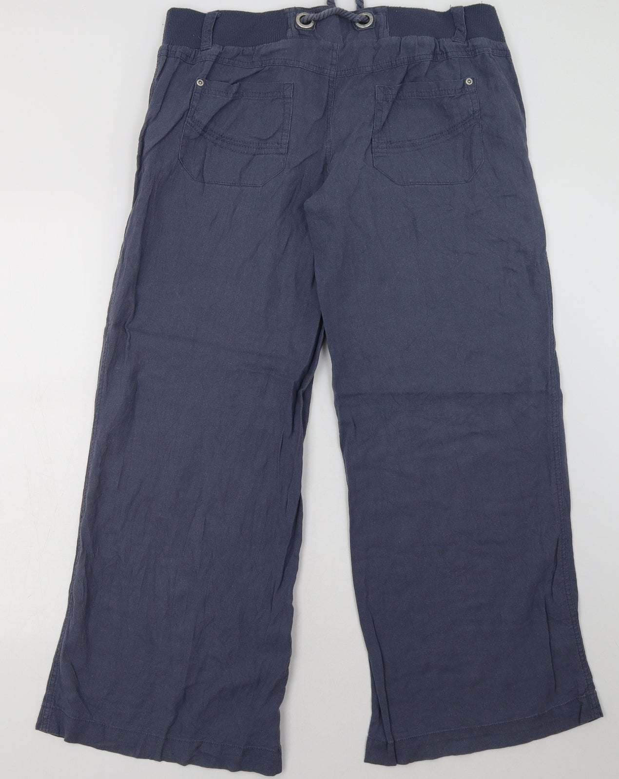 New Look Womens Blue  Linen Trousers  Size 14 L32 in Regular Tie