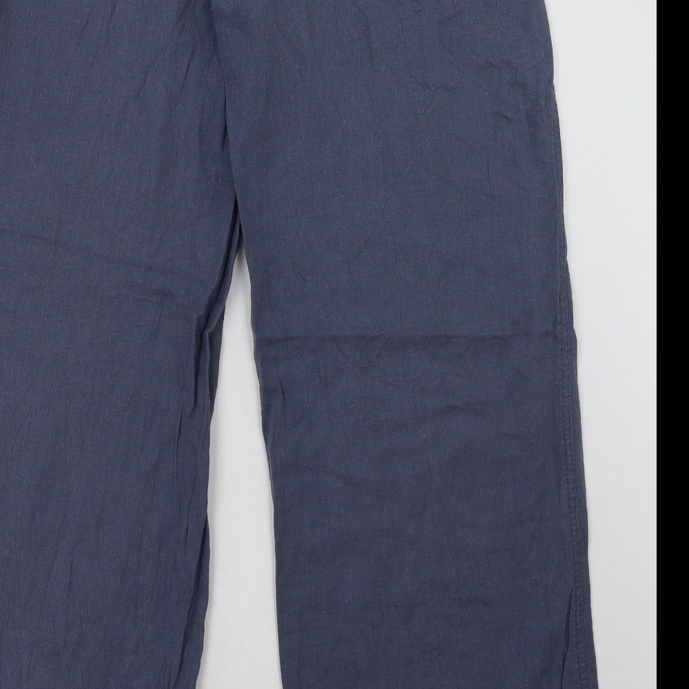 New Look Womens Blue  Linen Trousers  Size 14 L32 in Regular Tie