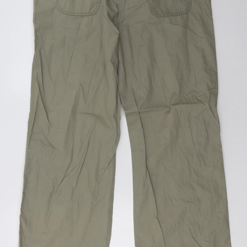 Marks and Spencer Womens Green  Cotton Trousers  Size 18 L36 in Regular Button