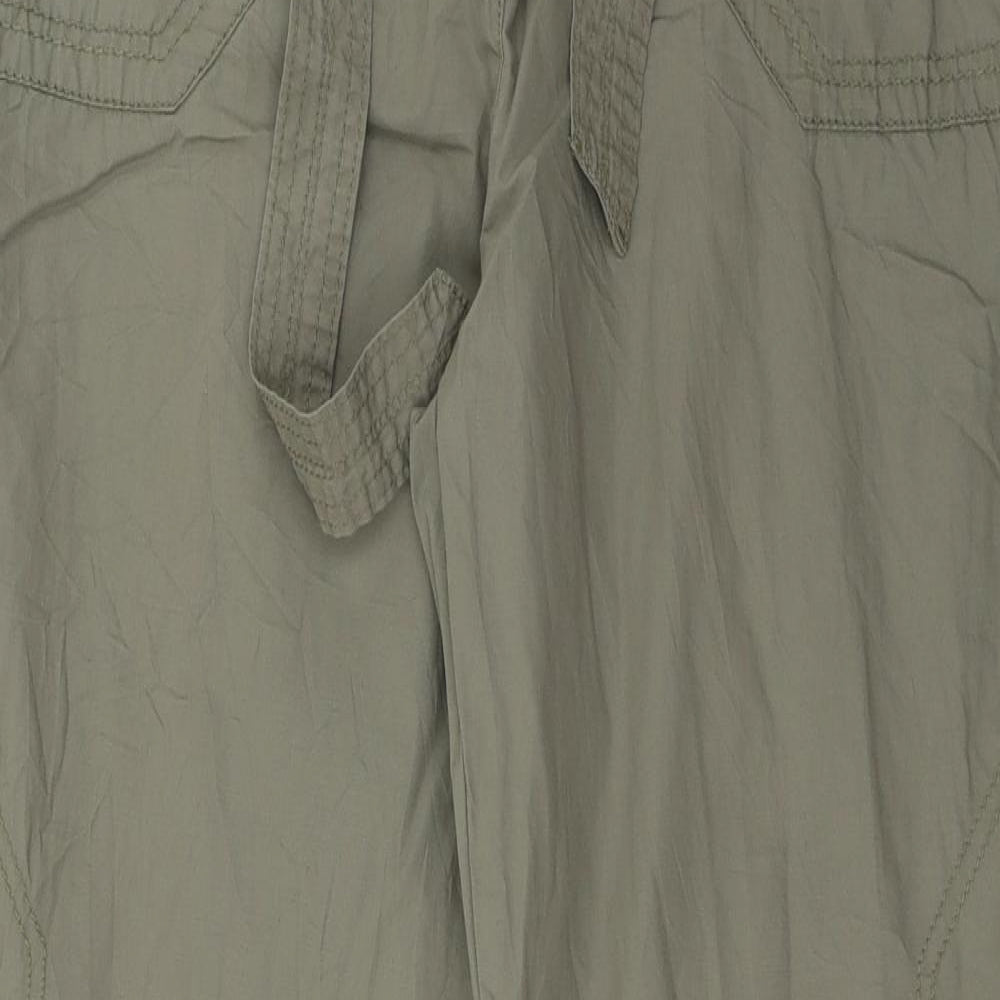 Marks and Spencer Womens Green  Cotton Trousers  Size 18 L36 in Regular Button