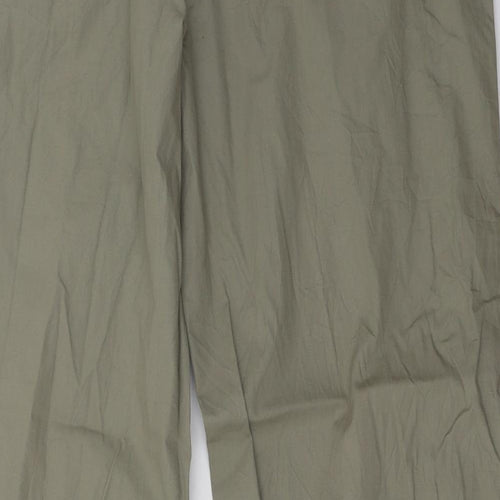 Marks and Spencer Womens Green  Cotton Trousers  Size 18 L36 in Regular Button