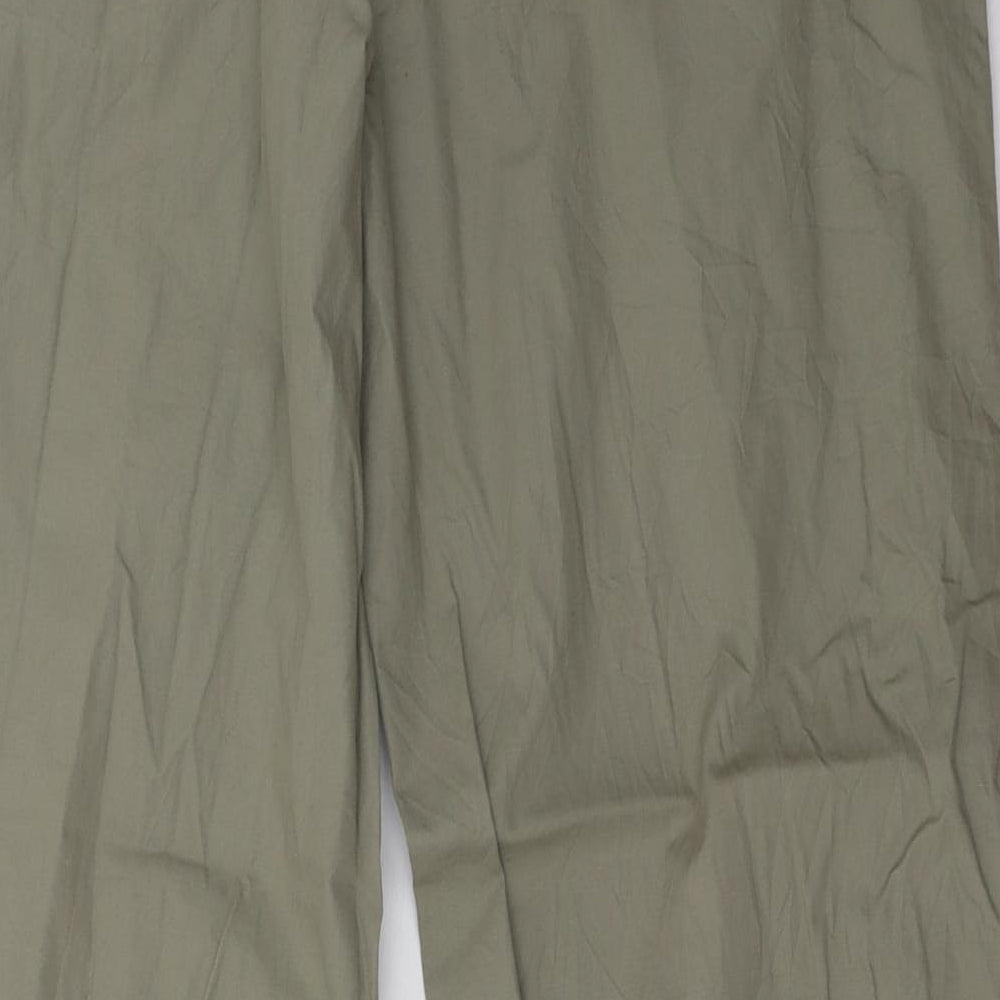 Marks and Spencer Womens Green  Cotton Trousers  Size 18 L36 in Regular Button