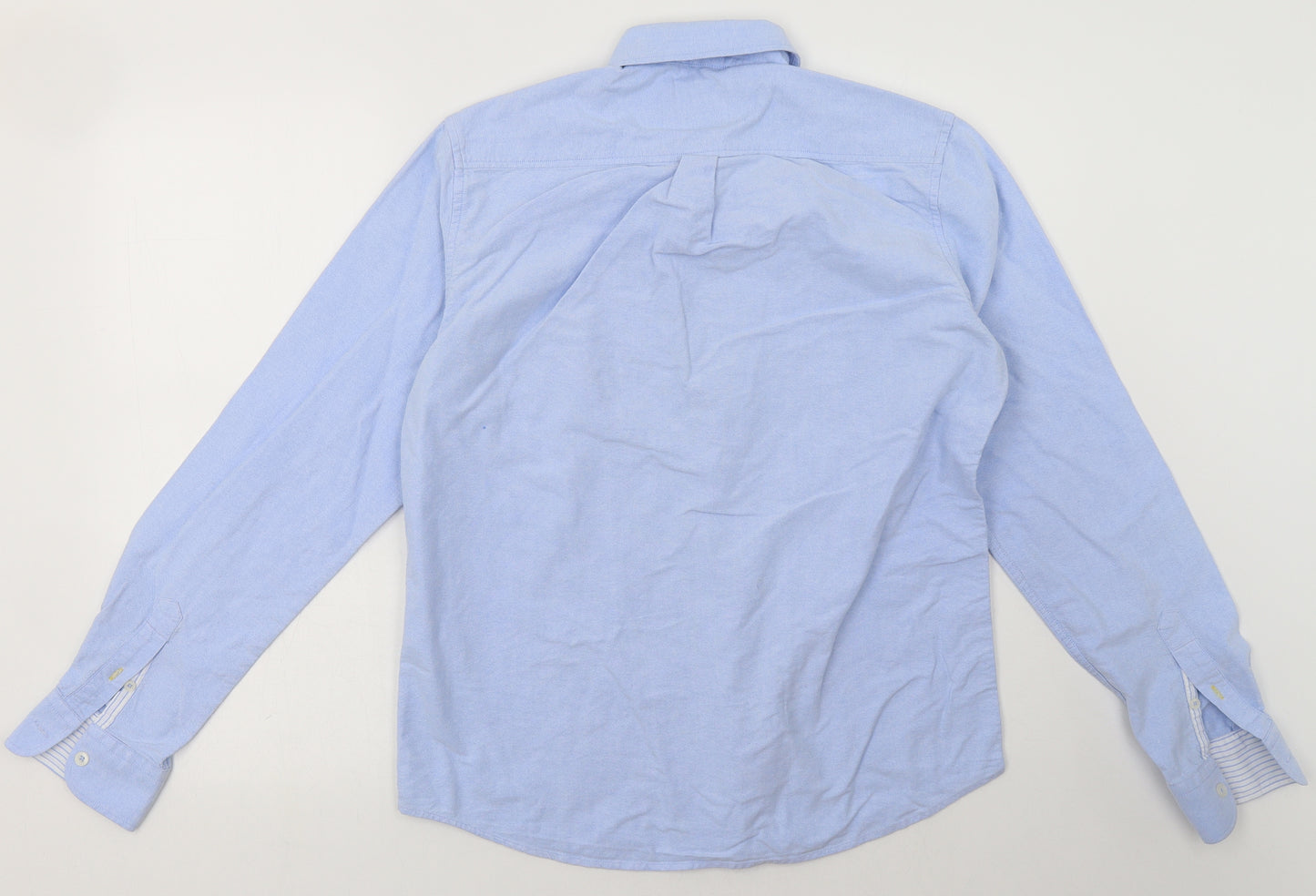 larsson & co Mens Blue  Cotton  Button-Up Size M Collared Button