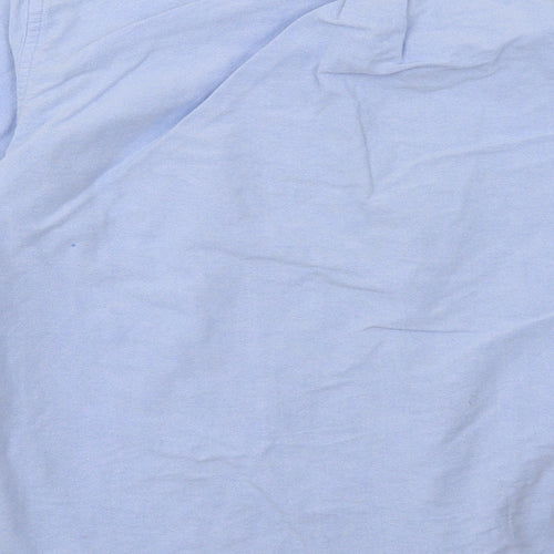 larsson & co Mens Blue  Cotton  Button-Up Size M Collared Button