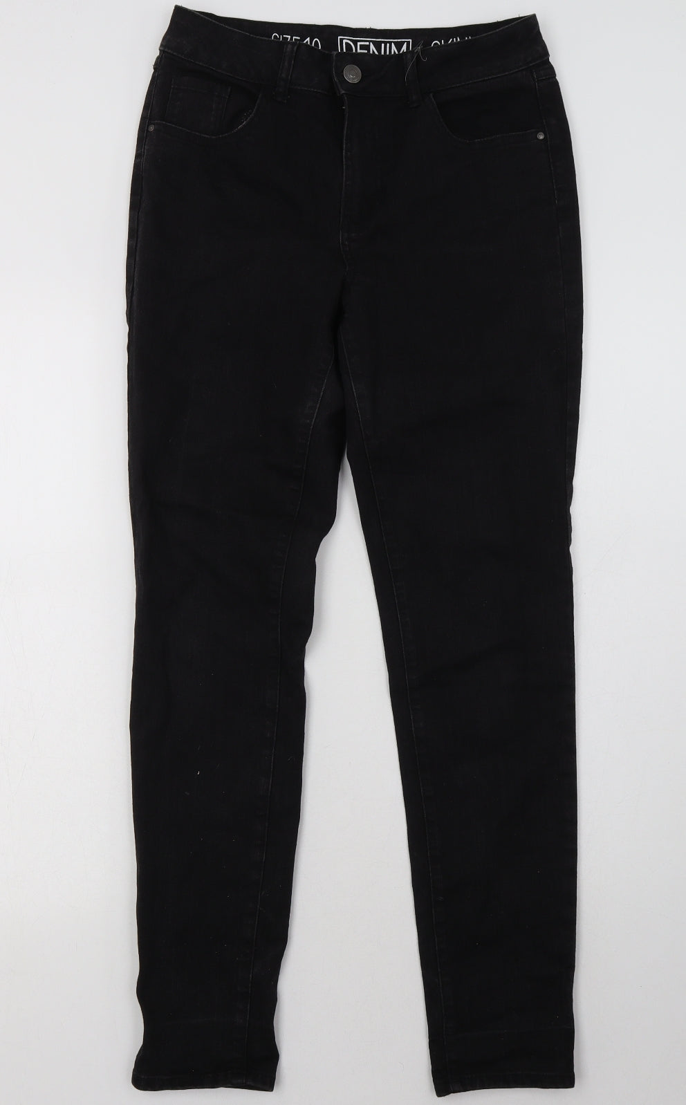 Avenue Womens Black  Cotton Straight Jeans Size 10 L30 in Regular Button