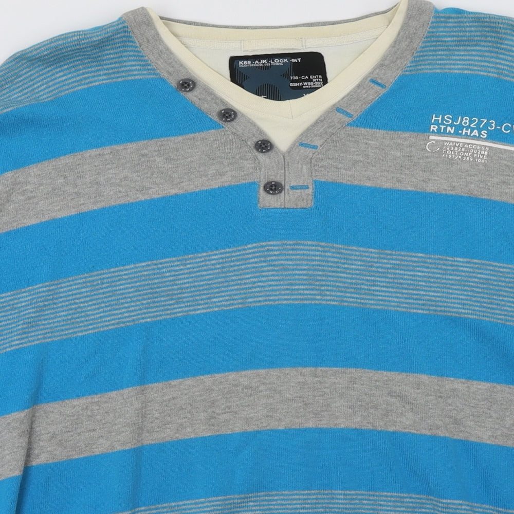 NEXT Mens Blue Striped Cotton  Sweatshirt Size 2XL