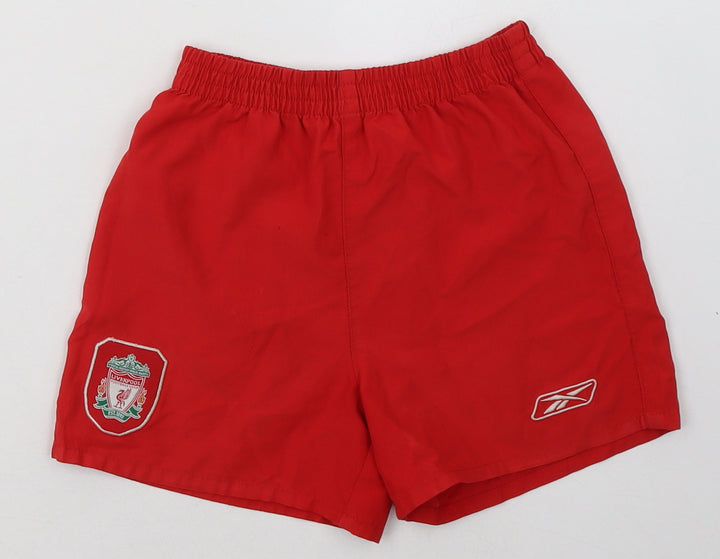 Reebok Boys Red  Polyester Sweat Shorts Size 3-4 Years  Regular  - Liverpool Football Club