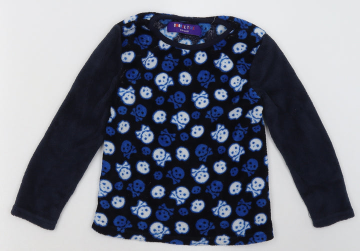 b&m Boys Blue Geometric Polyester  Pyjama Top Size 7-8 Years  Pullover - Skull Print