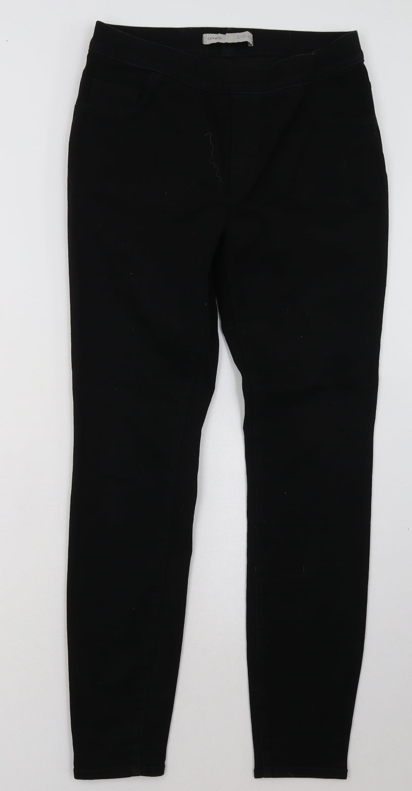 George Womens Black  Cotton Jegging Trousers Size 10 L30 in Regular