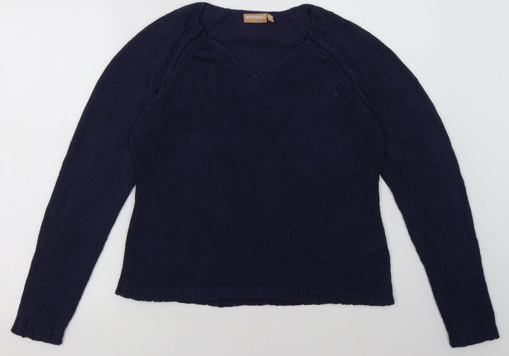Avenue Womens Blue Acrylic Pullover Sweatshirt Size S Pullover