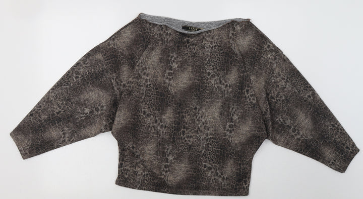 Lipsy Womens Brown Animal Print Polyester Pullover Sweatshirt Size 4  Pullover
