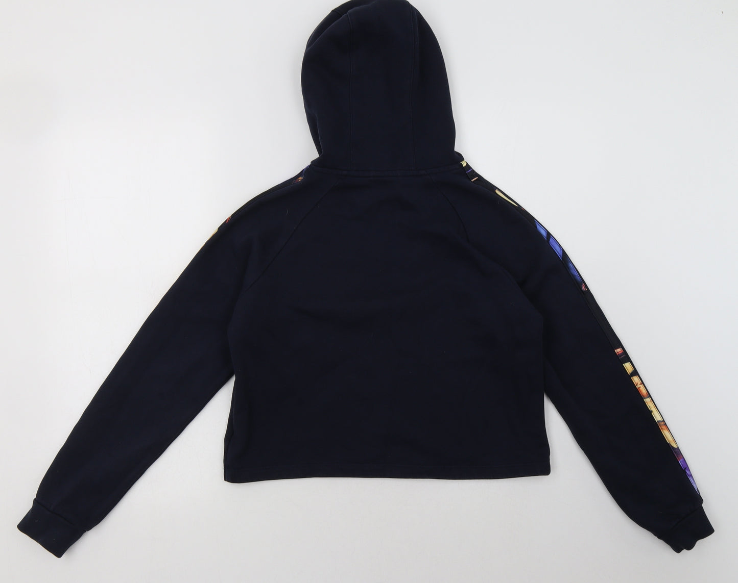 adidas Girls Black Striped Cotton Pullover Hoodie Size 13-14 Years  Pullover