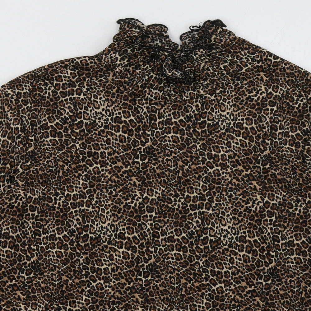 Primark Womens Brown Animal Print Polyester Pullover  Size 8  Pullover