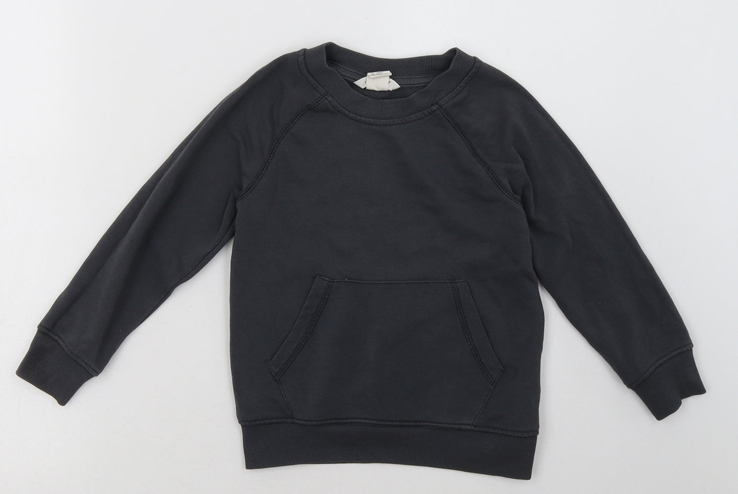 H&M Boys Grey  Cotton Basic Casual Size 4-5 Years Crew Neck Pullover