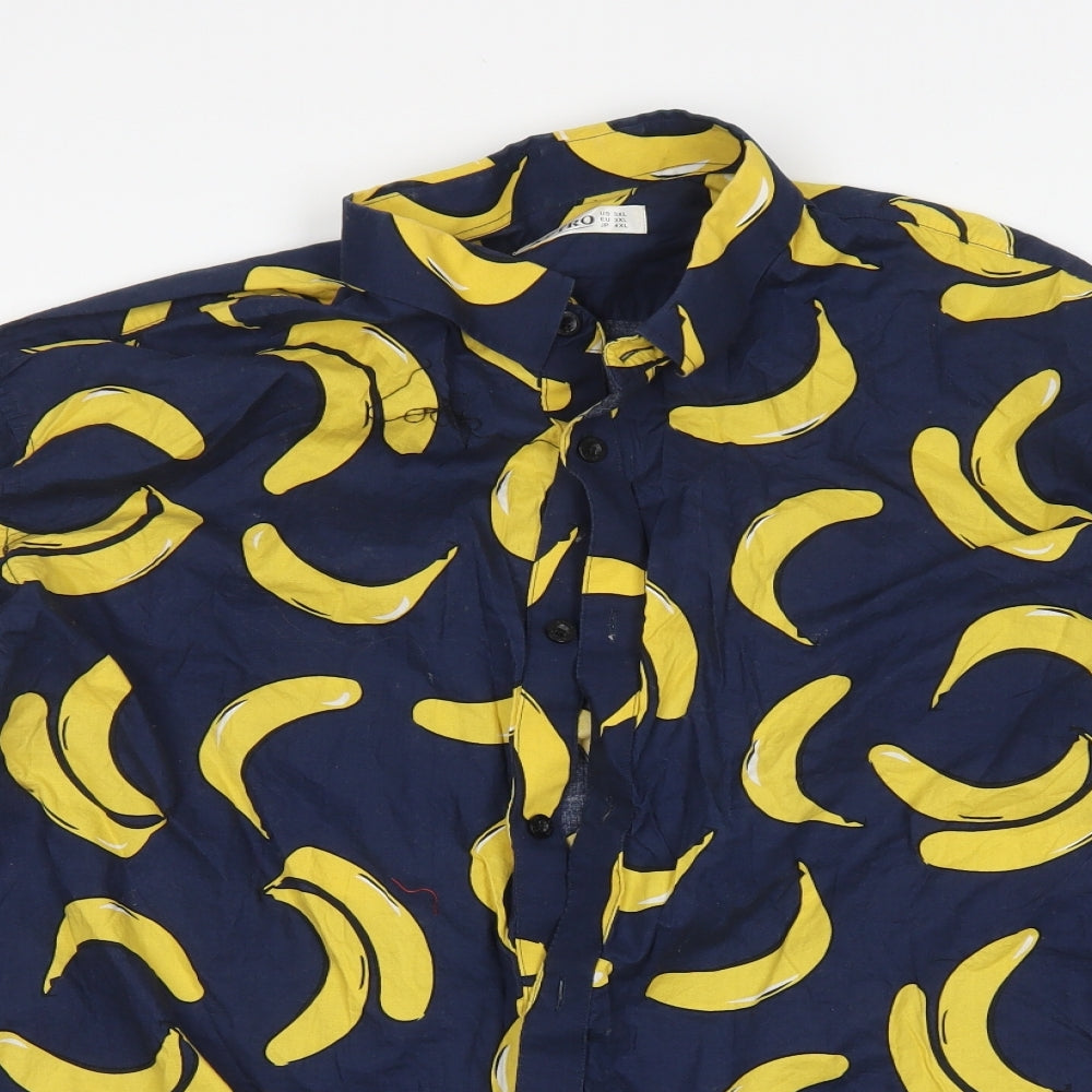 Aptro Mens Multicoloured Floral Cotton  Button-Up Size 3XL Collared  - Banana