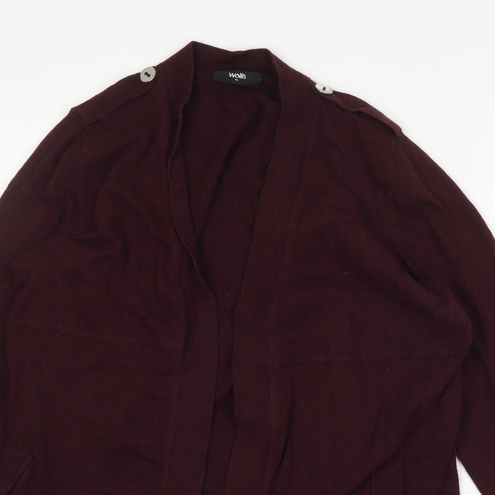Wallis Womens Purple V-Neck  Nylon Cardigan Jumper Size XL