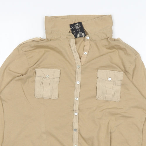 NEXT Womens Beige  Cotton Basic Button-Up Size 16 Collared