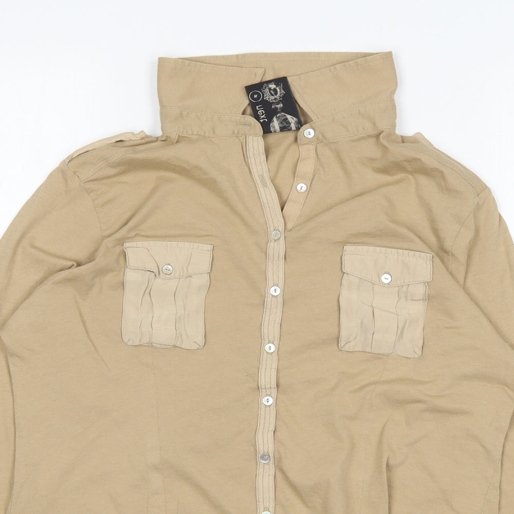 NEXT Womens Beige  Cotton Basic Button-Up Size 16 Collared
