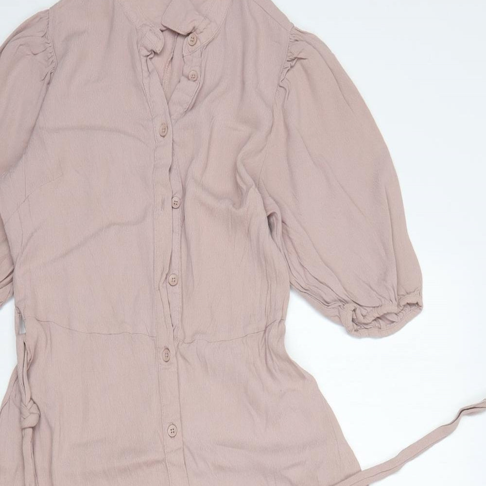 New Look Womens Pink  Viscose Shirt Dress  Size 12  Collared