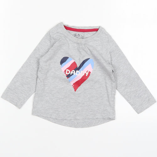 Matalan Girls Grey  Cotton Basic T-Shirt Size 9-12 Months Round Neck  - Daddy