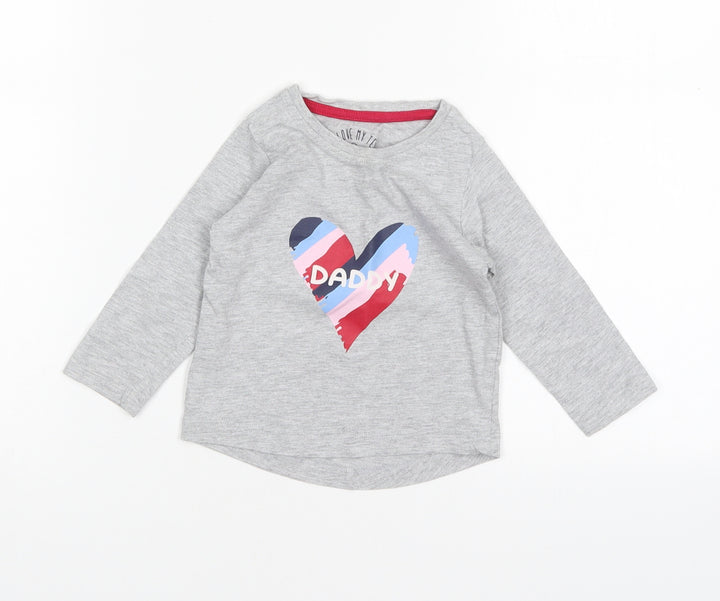 Matalan Girls Grey Cotton Basic T-Shirt Size 9-12 Months Round Neck - Daddy