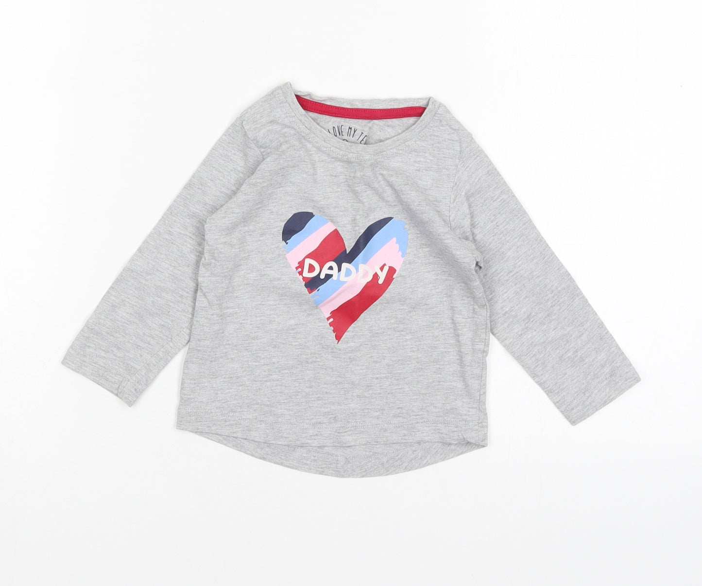 Matalan Girls Grey  Cotton Basic T-Shirt Size 9-12 Months Round Neck  - Daddy