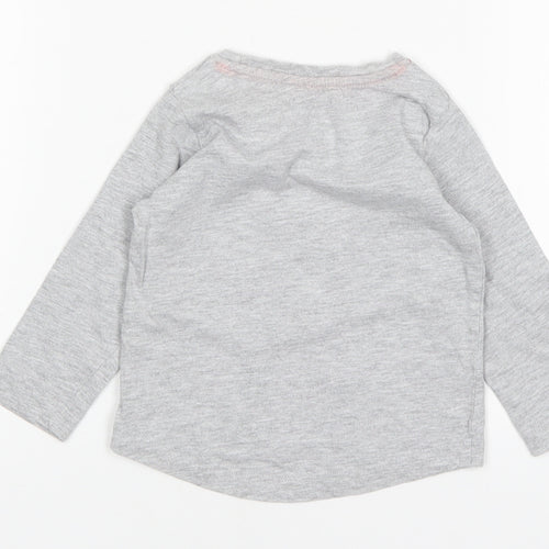 Matalan Girls Grey  Cotton Basic T-Shirt Size 9-12 Months Round Neck  - Daddy