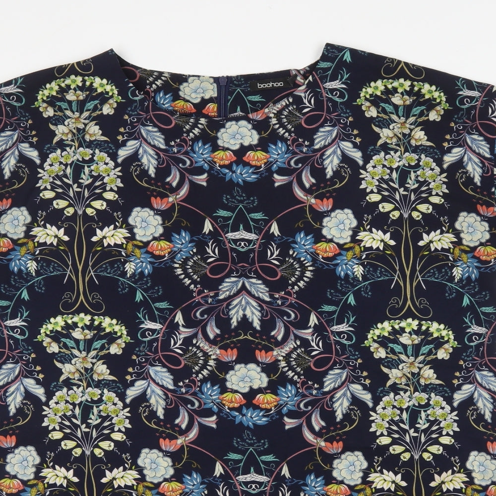 Boohoo Womens Multicoloured Floral Polyester T-Shirt Dress  Size 16  Round Neck